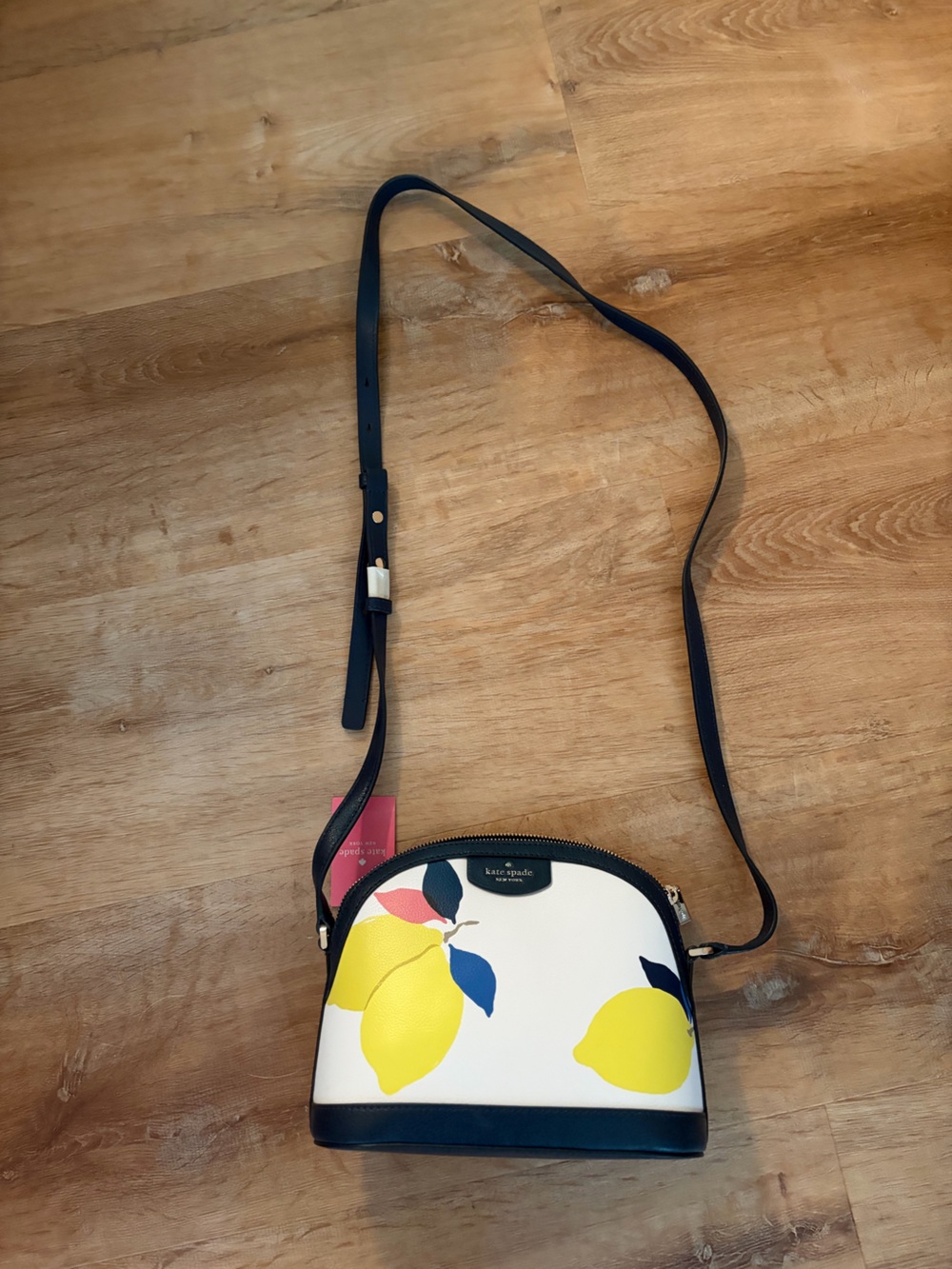kate spade White Lemon Print Crossbody with Black Trim
